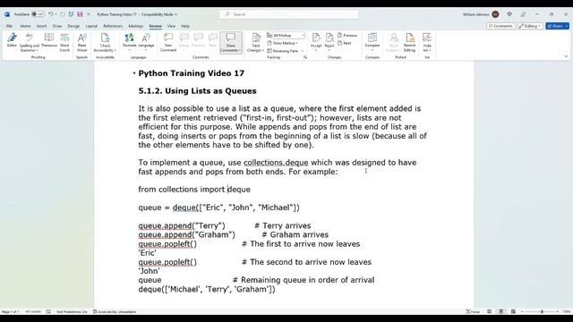 Python TV17 List as a Queue смотреть онлайн