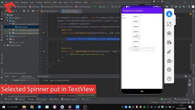 SOURCE CODE ComboBox Spinner - Android Studio Java смотреть онлайн