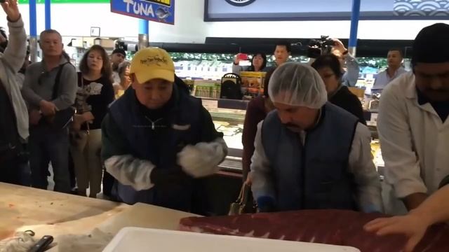 Япония Морепродукты - Разделка Тунца Весом 250кг , Токио Япония смотреть онлайн