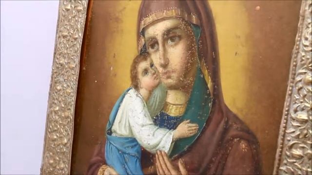 Купить икону - икона старинная Феодоровская Богородица. DR0273. смотреть онлайн