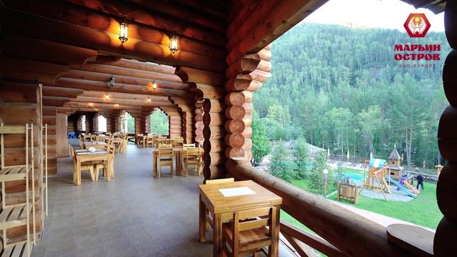 Ресторан "Звенящий кедр". Интерьер. Курорт "Марьин остров". смотреть онлайн