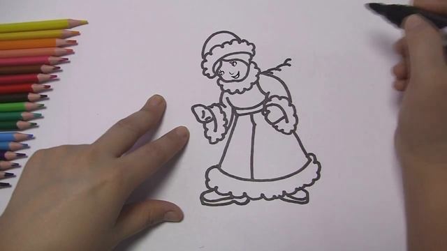 Рисуем Снегурочку карандашом! Как нарисовать Снегурочку карандашом? смотреть онлайн