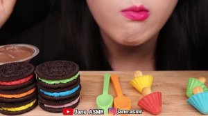 ASMR RAINBOW ICE DONUTS, EDIBLE SPOON, OREO 무지개 얼음, 먹는 숟가락, 오레오 먹방 (EATING SOUNDS) MUKBANG