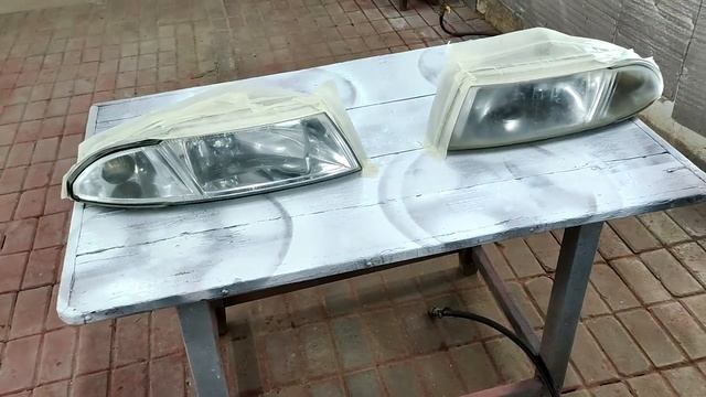 Как покрыть(вскрыть, покрасить) фары лаком, восстановление фар Mitsubishi Carisma. смотреть онлайн
