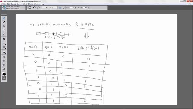 1D Cellular Automaton (Wolfram's Rule 126) Discrete Time Simulation Tutorial смотреть онлайн