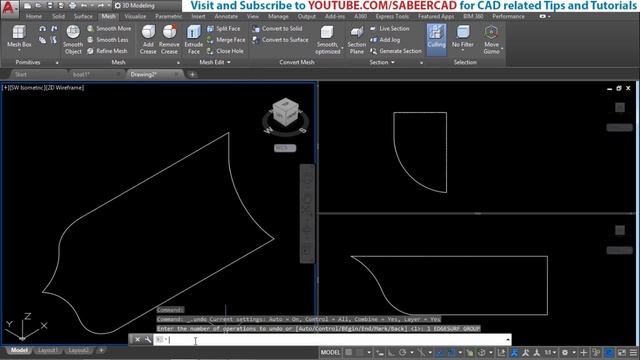 AutoCAD 3D BOAT | 3D MODELING OF HULL SHAPE | AutoCAD MESH MODELING смотреть онлайн