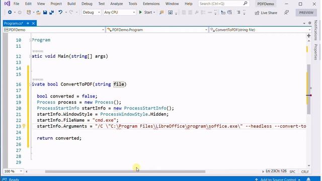 Convert Word File to PDF using LibreOffice Command in C# (Code) | Using CMD commands in C# смотреть онлайн