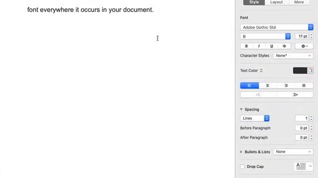 Pages on Mac Change Font and Font size