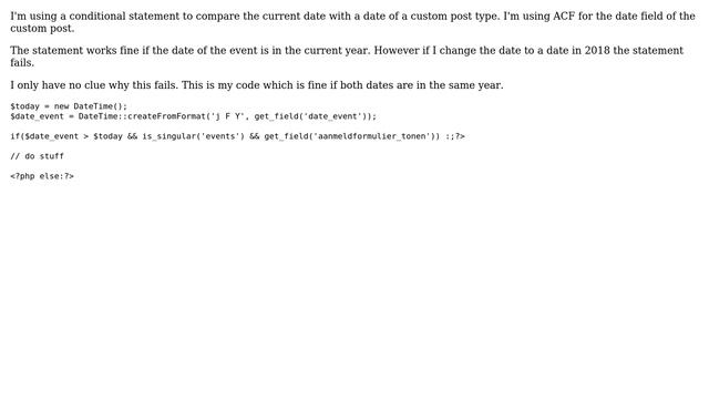 Wordpress: Compare date fails when date is in next year смотреть онлайн