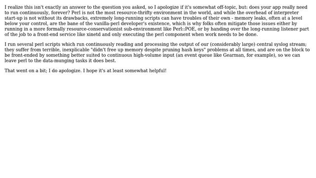 I have a perl script that is supposed to run indefinitely. It's being killed... how do I... смотреть онлайн