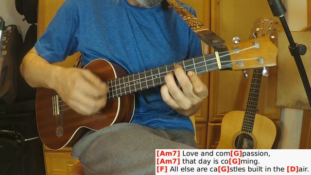 We don't need another hero - Tina Turner - Ukulele Play Along Cover with Chords and Lyrics on scree смотреть онлайн