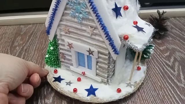 Новогодняя поделка. Домик и парящая чашка. смотреть онлайн