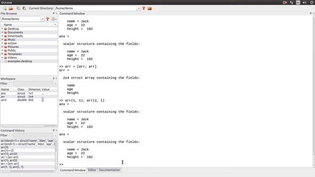 Структуры в языке MATLAB (GNU Octave) смотреть онлайн