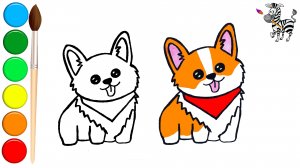 Как нарисовать милого щенка Корги ? Простой урок рисования для детей