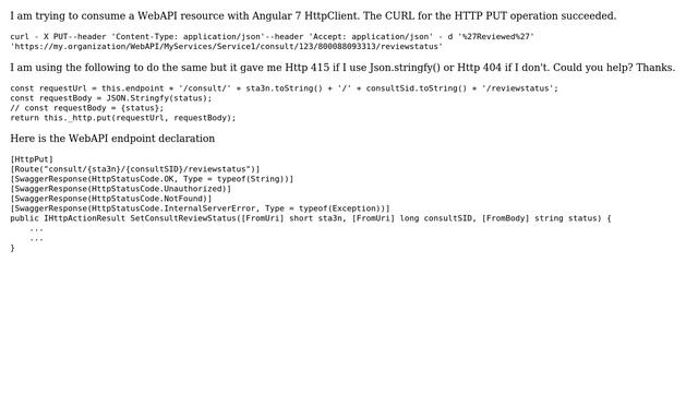 Angular 7 http.put() with json body смотреть онлайн