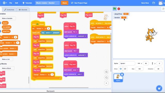 Scratch tutorial - Music creator - 07 - Iterators смотреть онлайн