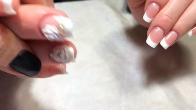 Французский маникюр, выкладной. Лепка роза и стразы Swarovski смотреть онлайн