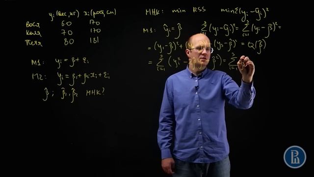 Эконометрика.Неделя 1. Лекция 2 . Пример 1. Регрессия на константу [у доски]. смотреть онлайн