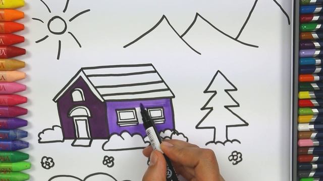 Как рисовать дом - Как рисовать и цвет смотреть онлайн