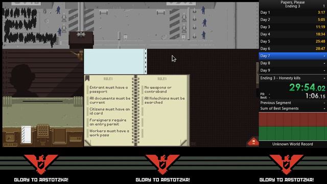 Papers Please Ending 3 speedrun in 59:44 - Former World Record смотреть онлайн