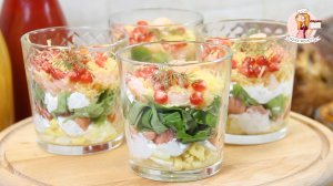 Невероятно вкусное сочетание КРЕВЕТОК и КРАСНОЙ РЫБЫ с легкой заправкой в этом элегантном салате