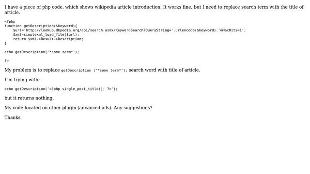 Wordpress: parse content from wikipedia article replacing search term with the title of article смотреть онлайн