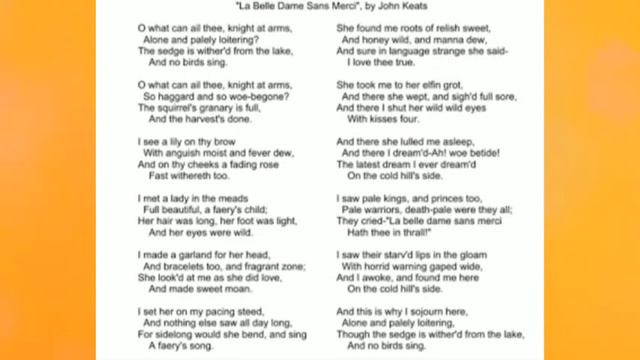LA BELLE DAME SANS MERCY BY JOHN KEATS (LINE TO LINE EXPLANATION IN HINDI) FOR B.A M.A NET SLET смотреть онлайн