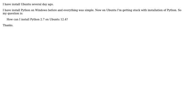 Ubuntu: Install Python 2.7 on Ubuntu 12.4 смотреть онлайн