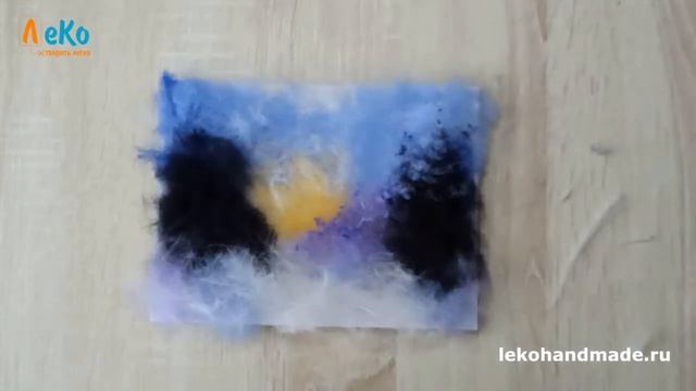 Шерстяная акварель/ Картина из шерсти Зимний пейзаж/ Мастер-класс смотреть онлайн