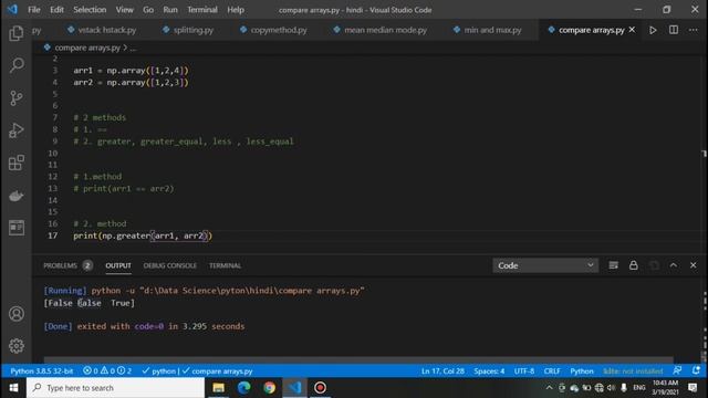 how to compare numpy arrays | numpy tutorial in hindi | data Science tutorial in hindi смотреть онлайн