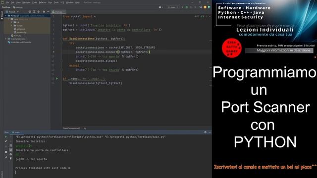Python Cyber Security: Programmiamo un PORT SCANNER -Tutorial Italiano смотреть онлайн