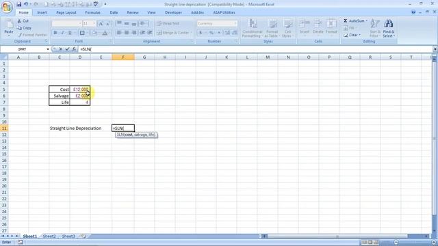 Calculate Depreciation With Straight Line Method In Excel смотреть онлайн