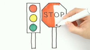 Рисуем светофор Знак стоп Учимся рисовать Draw a traffic light Stop sign Learning to draw