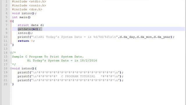 C PROGRAM TO PRINT THE SYSTEM DATE DEMO смотреть онлайн