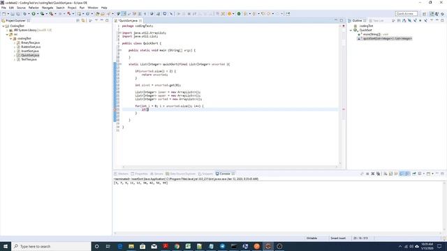 Java Quick Sort coding test solution смотреть онлайн