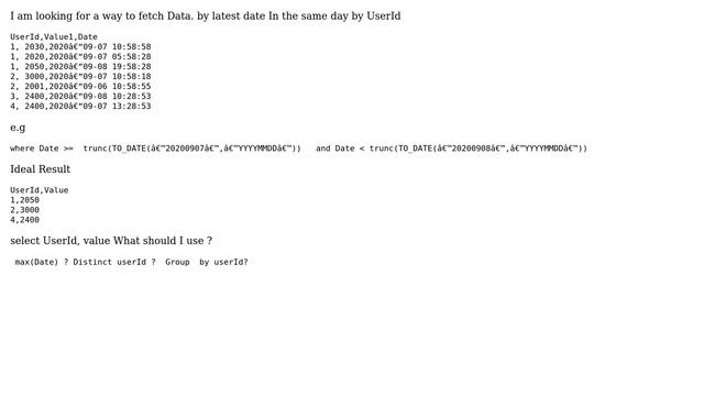 How to use max(Date) and Distinct in Oracle DB. I would like to get data inserted very last... смотреть онлайн