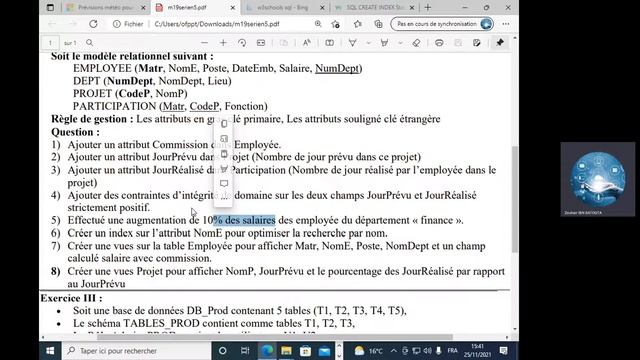 23- Correction exercice SQL LDD les vues + index (Solution de la question 8 dans la Description) смотреть онлайн