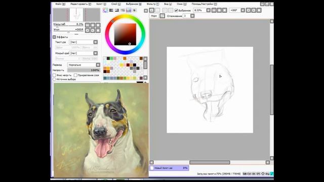 как рисовать собаку в Paint Tool Sai | бультерьер смотреть онлайн