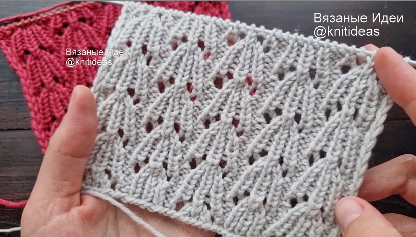Красивый узор на основе резинки спицами! смотреть онлайн