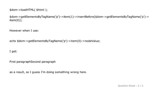HTML : insertBefore() not working properly with PHP DOM смотреть онлайн