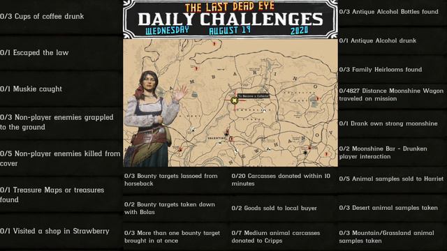 Daily Challenges Madam Nazar Muskie Treasure Map on a Tree Locations RDR2 Red Dead Online (8/19/20) смотреть онлайн