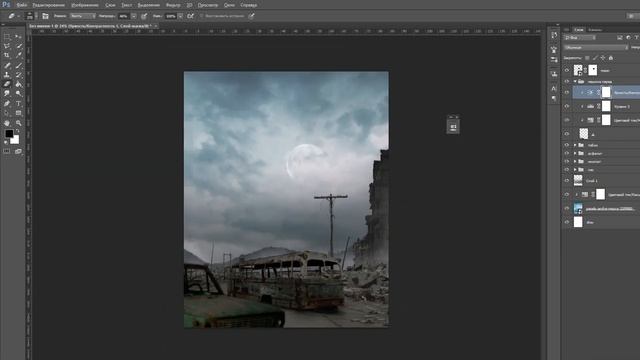 Cinematic post-apocalypse scene Photoshop Manipulation Tutorial | Speed Art +PSD смотреть онлайн