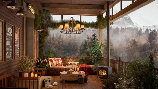 Уютный дом в дождливом лесу и наслаждение кофе ☕ Джазовая музыка на пианино для релаксации и работы смотреть онлайн