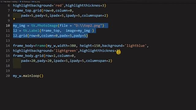 Tkinter frame to hold widgets and images with background colour border and managing layout смотреть онлайн