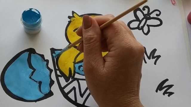 Glitter сhicken Easter chiken Drawing lessons Раскраска цыпленок Уроки рисования смотреть онлайн