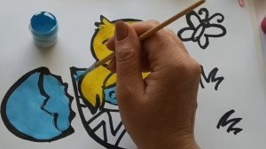 Glitter сhicken Easter chiken Drawing lessons Раскраска цыпленок Уроки рисования