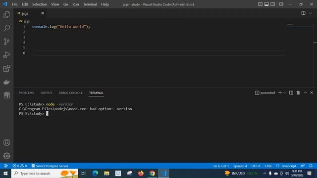 nodejs node.exe: bad option: -version error fixed with example смотреть онлайн