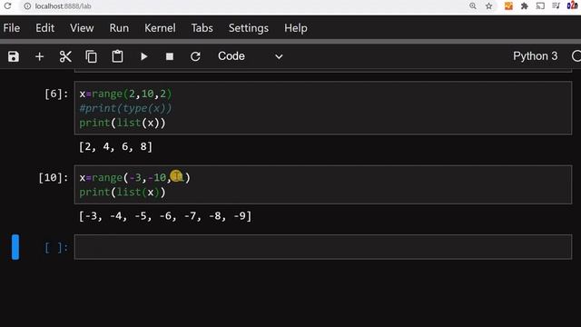 Python range() function to generate a range of numbers with start stop and step values смотреть онлайн