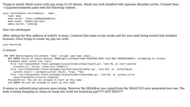 Ubuntu: Not able to run juju bootstrap : ERROR You are not allowed to start up this node смотреть онлайн