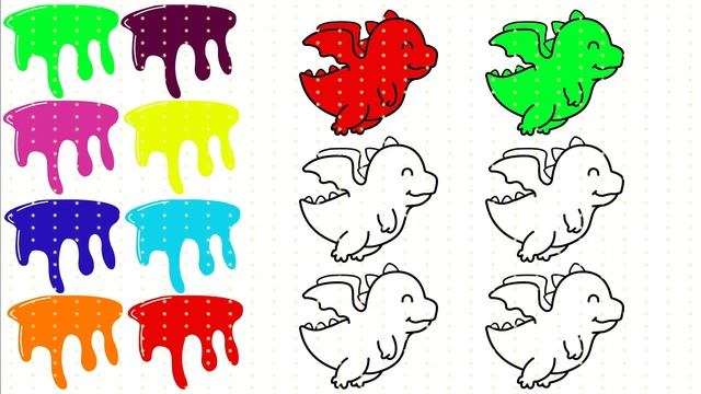 How to Draw Cute Baby Dragon - Painting and Coloring for Kids,Toddlers - Coloring Pages for Childre смотреть онлайн